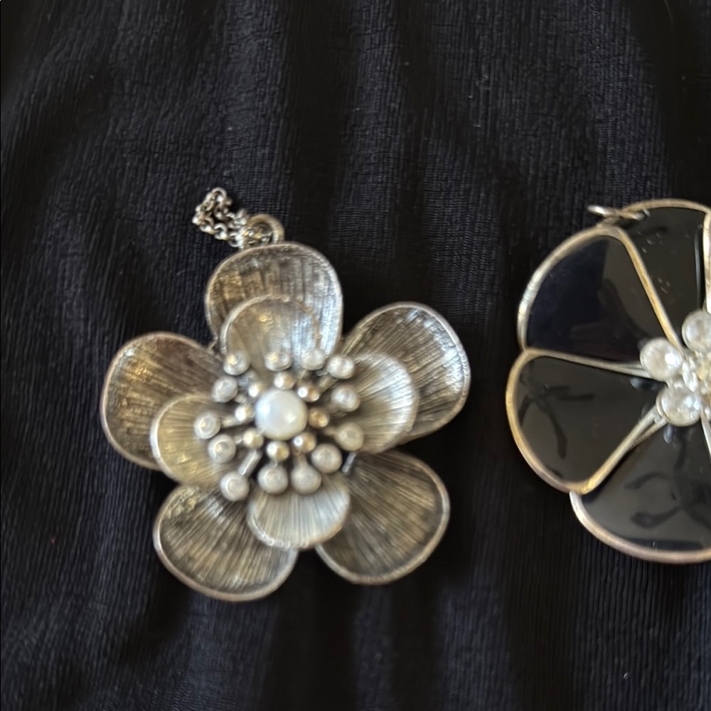 Black and Silver Flower Pendants